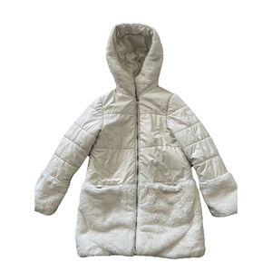 Original Marines (Italy Brand) Girls Puffer Parka White With Faux Trim 11-12 EUC